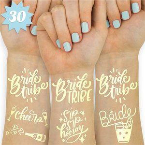 Fetti 30 Bride Tribe Metallic Tattoos | Bachelorette Party Decorations